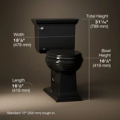 Two-piece elongated toilet, 1.28 gpf