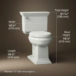 Two-piece elongated toilet, 1.28 gpf