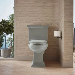 Two-piece elongated toilet, 1.28 gpf