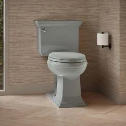 Two-piece elongated toilet, 1.28 gpf