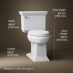 Two-piece elongated toilet, 1.6 gpf