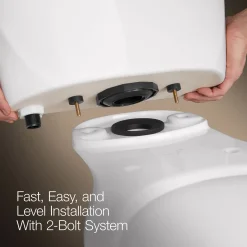 Two-piece elongated toilet, 1.28 gpf