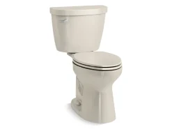 Two-piece elongated toilet, 1.28 gpf