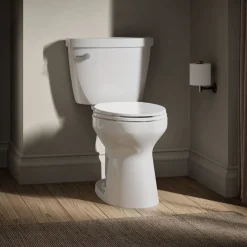 Two-piece elongated toilet, 1.6 gpf