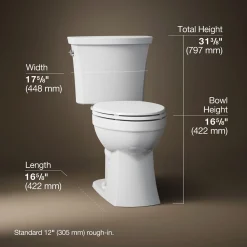 Two-piece elongated toilet, 1.28 gpf
