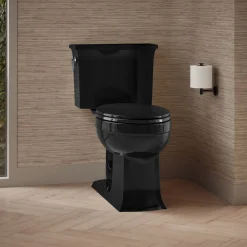 Two-piece elongated toilet, 1.28 gpf