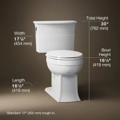 Two-piece elongated toilet, 1.28 gpf