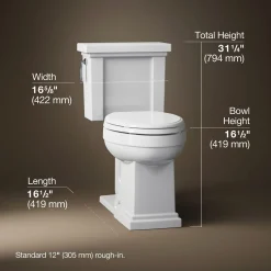 Two-piece elongated toilet, 1.28 gpf
