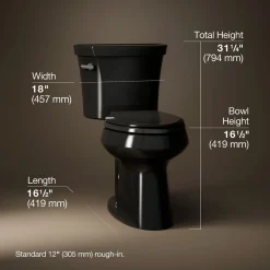 Two-piece elongated toilet, 1.0 gpf