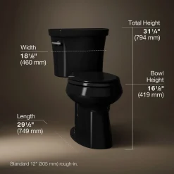 Two-piece elongated toilet, 1.28 gpf