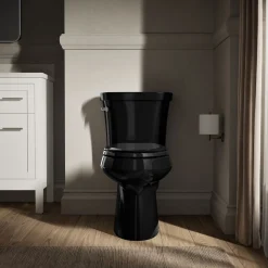 Two-piece elongated toilet, 1.28 gpf