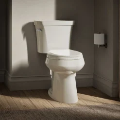 Two-piece elongated toilet, 1.28 gpf