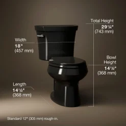Two-piece elongated toilet, 1.6 gpf