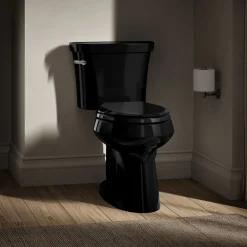 Two-piece elongated toilet, 1.28 gpf