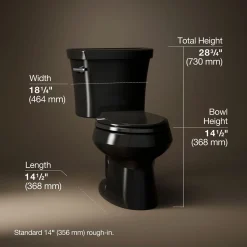 Two-piece elongated toilet, 1.28 gpf