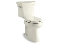 Two-piece elongated toilet, 1.28 gpf