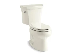 Two-piece elongated toilet, 1.28 gpf