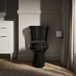 Two-piece elongated toilet, 1.28 gpf