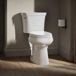 Two-piece elongated toilet, 1.28 gpf