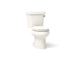 Two-piece elongated toilet, 1.28 gpf