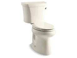 Two-piece elongated toilet, 1.28 gpf
