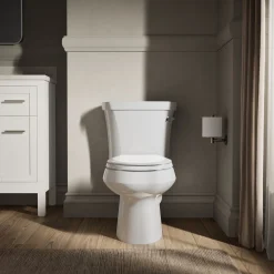 Two-piece elongated toilet, 1.28 gpf