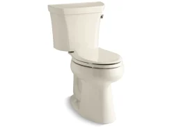 Two-piece elongated toilet, 1.28 gpf