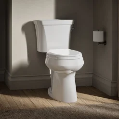Two-piece elongated toilet, 1.28 gpf