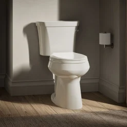 Two-piece elongated toilet, 1.28 gpf