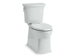Two-piece elongated toilet with skirted trapway, 1.28 gpf