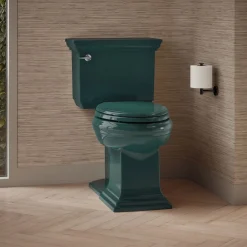 Two-piece elongated toilet with concealed trapway, 1.28 gpf