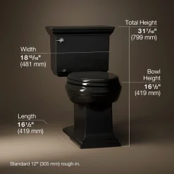Two-piece elongated toilet with concealed trapway, 1.28 gpf