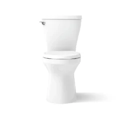 Two-piece elongated toilet with skirted trapway, 1.28 gpf