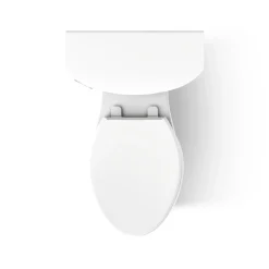 Two-piece elongated toilet with skirted trapway, 1.28 gpf