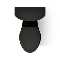 Two-piece elongated toilet with skirted trapway, 1.28 gpf