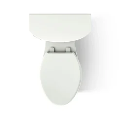 Two-piece elongated toilet with skirted trapway, 1.28 gpf