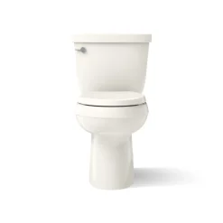 Two-piece elongated toilet with skirted trapway, 1.28 gpf