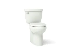 Two-piece elongated toilet with skirted trapway, 1.28 gpf