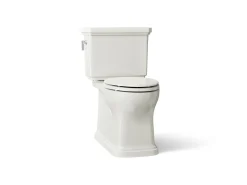 Two-piece elongated toilet with skirted trapway, 1.28 gpf