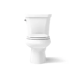 Two-piece round-front toilet, dual-flush