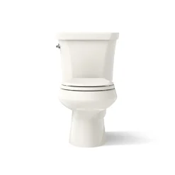 Two-piece round-front toilet, dual-flush