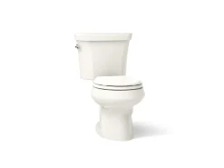 Two-piece round-front toilet, dual-flush