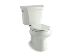 Two-piece round-front toilet, dual-flush