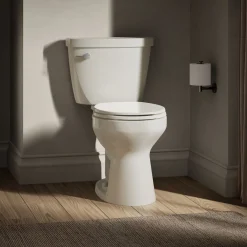 Two-piece round-front toilet, 1.28 gpf