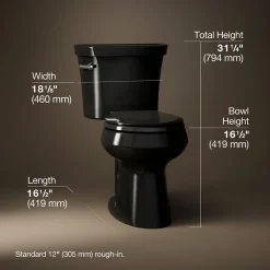 Two-piece round-front toilet, 1.28 gpf