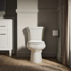 Two-piece round-front toilet, 1.28 gpf