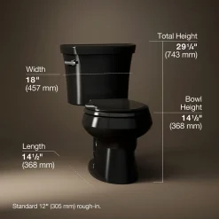 Two-piece round-front toilet, 1.6 gpf
