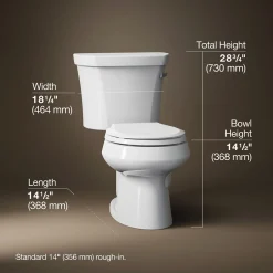 Two-piece round-front toilet, 1.28 gpf