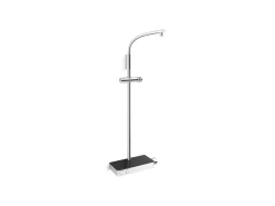 Two-way exposed thermostatic valve with shower column for rainhead and handshower