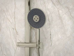Two-way exposed thermostatic valve with shower column for rainhead and handshower